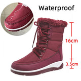Women's Waterproof Fur Snow Boots 2022 Winter Warm Long Plush Ankle Boots Platform Non Slip Cotton Padded Shoes