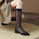 Breakj New Spring And Summer Boots Women's Thick Heel Net Boots Hollow Sandals Summer Breathable Thin Mesh Long