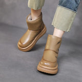 Breakj Cow Skin Thick Bottom Plus Velvet Warm Lamb Velvet Snow Boots Women's Shoes Winter New Retro Boots Age-Old Cotton