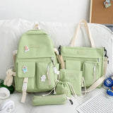 NEW 5 Piece Set backpacks fashion canvas kawaii female Korean Shoulder bag Casual College Students backpack School bag for
