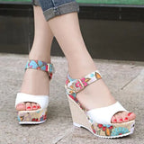 2020 Fashion INS Hot Lace Leisure Women Wedges Heeled Women Shoes Summer Sandals Party Platform High Heels Shoes