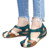 Breakj Women's Sandals 2025 Summer New Retro Round-Headed Slope And Hollow Women's Shoes Casual