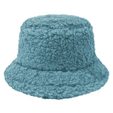 Hat Solid Artificial Fur Warm Female Cap Faux Fur Winter Bucket Hat for Women Outdoor Sunscreen Sun Hat Panama Cap