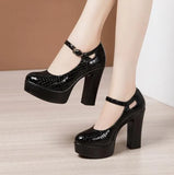 New Spring Autumn Casual High-heeled Shoes Sexy Thick Heels Platform Pumps Black White Size 43 High Heels