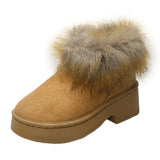 Breakj Foot Pedal Winter New Female Fur Integrated Snow Boots Coarse And Velvet Thick To Keep Warm Short