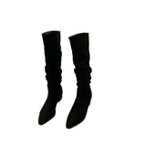 Breakj High-Heeled Kaqi Heap Boots Boots Women's Shoes 2025 New Spring And Autumn Winter Thin Long-Sleeve Knight
