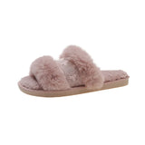 Style Woolly Lace Flat-Soled Slippers Women's Fashionable Home Indoor Hairy Cotton