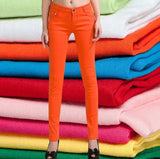 Top Quality Women Pencil Pants Slim Trousers Woman Jeans Solid Girls Sweet Candy Color Femme