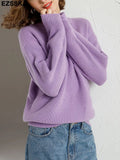 Soft oversized Cashmere Sweaters Women 2021 puff sleeve Winter sweater Pullovers Loose Female Warm Basic sweater