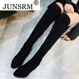 Autumn Suede Style Slim Comfortable Sexy Long Tube Over-the-knee Thick-soled Round Toe Strap Fashion High-Top Women's