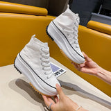 Women Platform Canvas Shoes Canvas Fashion Skateboarding Shoes Women's Sneakers 2022 Women Lace-Up Canvas Classic Couple
