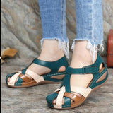 2023 Women's Sandal Line Light Soft Sole Plus Size Cross Buckle Round Toe Wedge Comfortable