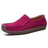 Gril Female Women's Cow Suede Genuine Leather Shoes Flats Slip On Woman Lady Loafers Slip On Mocasines Mujer