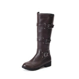 Breakj Button Big Martin Boot Side Zip High Boot