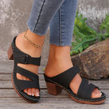 Breakj New Summer Slope And Fish Mouth Slippers Women's Casual Large-Size Coarse And Slippers With Solid