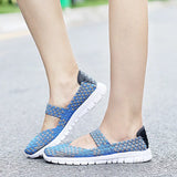 Size Women Flat Shoes 2021 Fashion Elastic Band Weave Shoes Women Comfort Flat Shoes Women Casual Loafers Zapatos De
