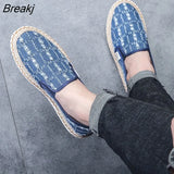 Moccasin Breathable Casual Canvas Shoes Hemp Insole Fisherman Shoes Slip on Loafers Men's Espadrille Summer Flats