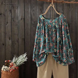 ZANZEA Women Blouses Shirt Summer Autumn 2022 Bohemian O Neck Long Sleeve Retro Floral Print Tunic Loose Tops