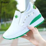 Platform Wedges Women's Sneakers High Quality Rhinestone Mesh Breathable Increased Casual Black Autumn Vulcanized