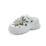 Breakj Baotou Half Slippers Female Wear New Summer Rhinestone Versatile Pine Shoes Platform Lazy