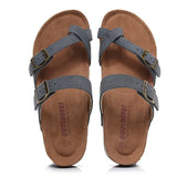 Women's Genuine Leather Mule Clogs Slippers High Quality Soft Cork Three Buckles Slides Footwear For Women