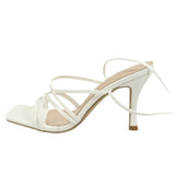 Breakj Women's High-Heeled Sandals Square Head Sheel-Slender Cross-Tieed Fashion And Simple Women's