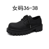 Breakj Wind Thick Round Derby Man Dark Small Leather Shoes Vintage Big Head Shoes