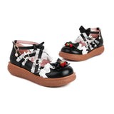 Japanese Cartoon Sweet Girl Flat Shoes Women Platform Lolita Flats Princess Cosplay Kawaii Vintage Lace Bow Strawberry