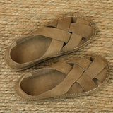 Retro Soft Closed Toe Sandals For Women Luxury Sandals Summer Slip On Summer Beach Sandals Genuine Leather Ladies