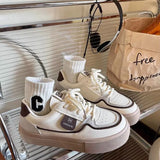 2023 New Flat Cream Small White Shoes Women's Color Lace Fashion Casual Sports Shoes Board Shoes