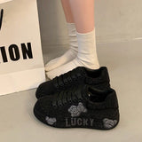 Breakj New Full Diamond Women's Shoes 2025 New Loose Cake Soles Casual Small White Shoes Women's Autumn High-Board