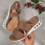 New Summer Ladies' Thick-Soled Slippers Water Drill With Air Cushion Slope Heel Large Size