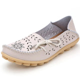 Shoes Genuine Cow Leather Soft Comfy Ladies Flat Shoes Outdoor Candy Colors Ballet Women Footwear Lace-Up Zapatos