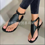 New Large Size Sandals Female Flat Toe Human Type Flat Sandals Perennial