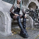 Breakj 9.5Cm Thick Bottom Boots 2025 New Gothic Slope With Knee Boots Female Dark Temperament Hottie