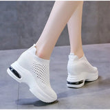Women Sneakers Breathable Female Knitted Shoes Thick Bottom Walking Shoes Soft Comfortable Spring Air Cushion Summer Casual