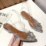 Breakj Pointy Heels Women Sunflower Diamond Hollow Back Half With High Heel Sandals