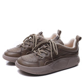 Breakj Layer Of Cowhers Casual Lace Handmade Women's Shoes Early Spring New Leather Flat-Solt Sports Wind Soft Sole Single Shoe