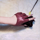 Faux Leather Gloves Gothic Lolita Harajuku Dark Punk Girl Jk Riding Rock Hollow Leather Gloves Half Finger Unisex