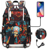 Anime ONE PIECE Schoolbag USB Charge backpack plugged into the headset cord backpack for boys and girl men women travel
