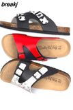 2023 New Summer Men Beach Cork Slippers Casual Double Buckle Clogs Outside Non-slip Water Slides