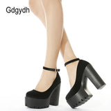 Spring Autumn Sexy Platform Women Pumps Shoes Woman Thick High Heels Shoes Female Black Rubber Sole Suede Platform