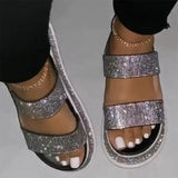 Summer Crystal Sandals Ladies Platform Elastic Band Open Toe Bling Flat Shoes Female Fashion Casual Woman Sandal