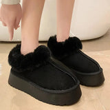 Winter Warm Fur Snow Boots Women Chunky Platform Faux Suede Ankle Boots Woman Thick Sole Long Plush Cotton Shoes Plus