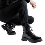 Breakj Boots Men's British Boot Men's 2023 Bright Leather Work Leather Shoes