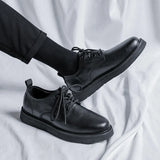 Breakj New Thick Platform Men's Big Head Shoes Large Size British Style Casual Small Leather Shoes 45 46 Shoes