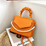 Simple Square Bag New Retro Personality Pearl Handbag Candy One-shoulder Messenger Bag Mini