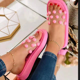 Summer Slippers lady Transparency PVC Slip on Slides Brand Round Toe Leather Flat Sandals Female Outdoor Casual Platform