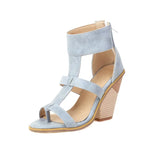Women PU Leather Gladiator Shoes Super High Heel Sandals Peep Toe Zipper Thick Heel Ladies Sandals Summer White
