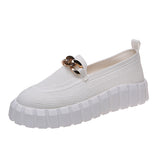 Women's Chain Loafer Flats For Women Round Toe Slip On Mesh Sneaker Casual Shoes Fabric Flats Breathable Comfy Walking